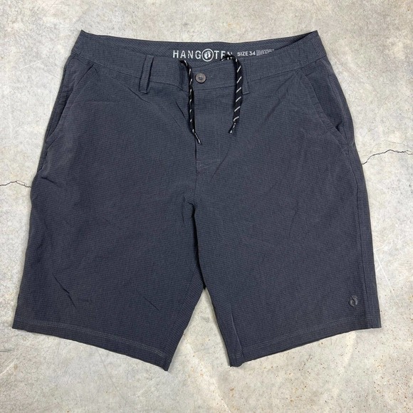 Hang Ten Other - Hang Ten Shorts Men 34 Gray Solid Drawstring Hybrid One Zip Pocket Surf Golf
